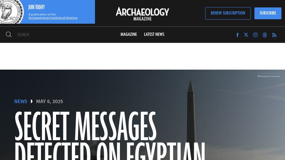 Screenshot of news.artnet.com: Egyptologist uncovers hidden messages on Paris’s iconic obelisk