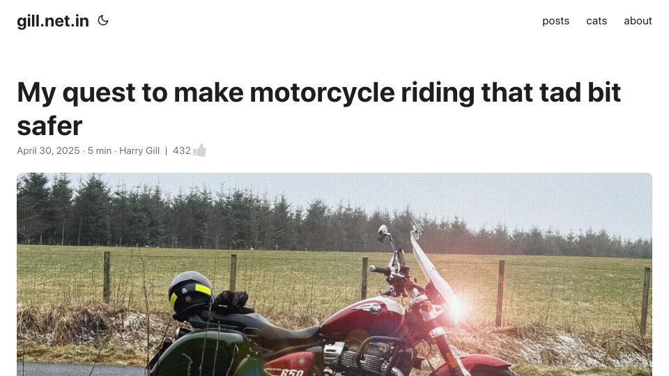 Screenshot of gill.net.in: My quest to make motorcycle riding that tad bit safer