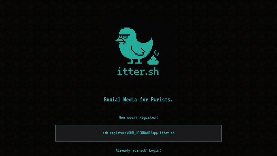 Screenshot of itter.sh: Itter.sh – Micro-Blogging via Terminal