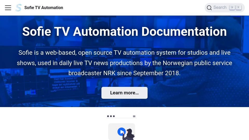 Screenshot of nrkno.github.io: Sofie: open-source web based system for automating live TV news production