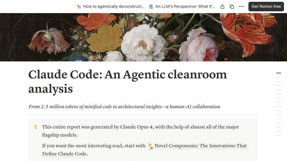 Screenshot of southbridge-research.notion.site: Claude Code: An Agentic cleanroom analysis