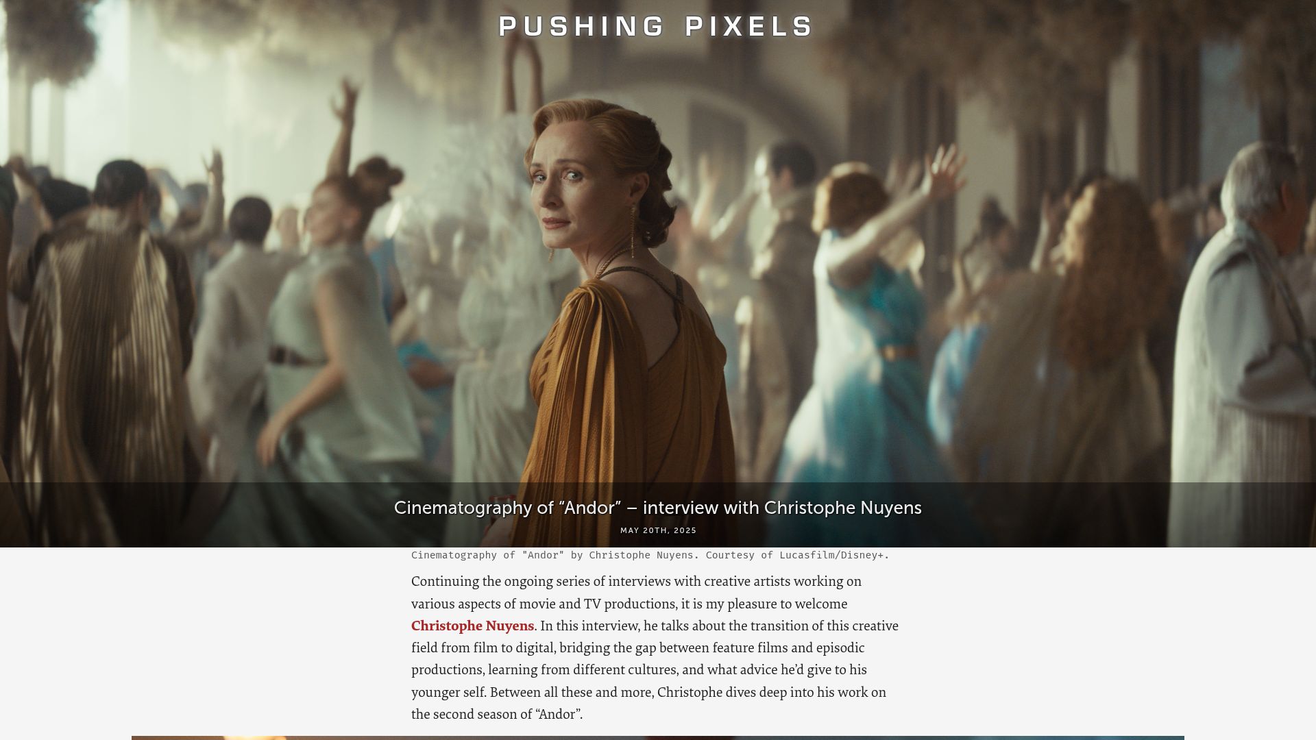 Screenshot of pushing-pixels.org: Cinematography of “Andor”