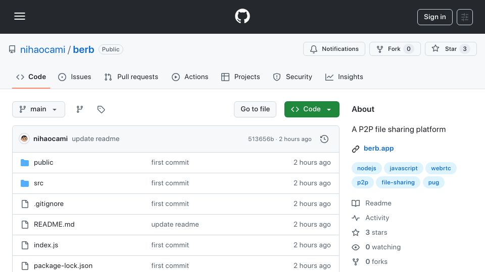 Screenshot of github.com: Show HN: Open-source P2P file transfer