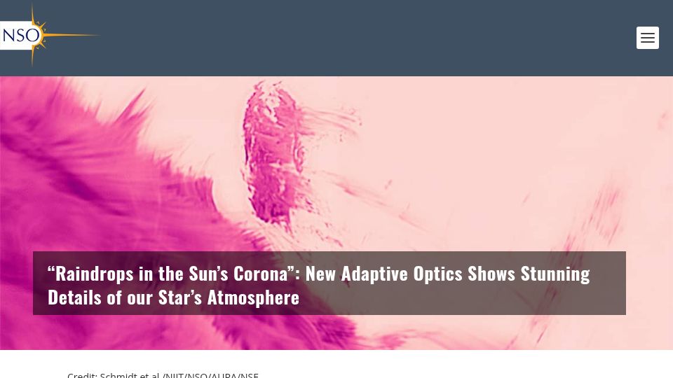 Screenshot of nso.edu: New adaptive optics shows details of our star's atmosphere