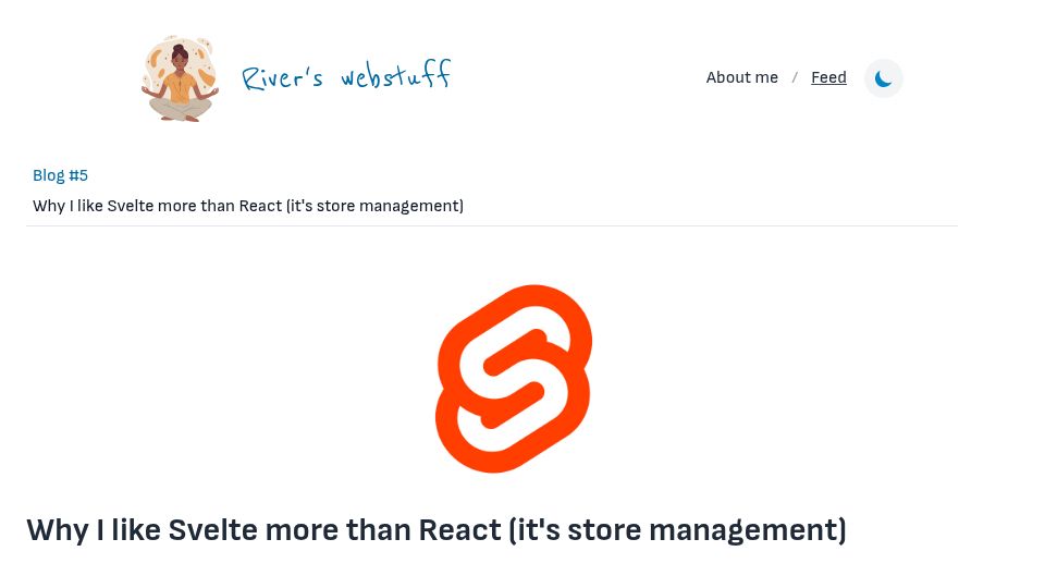Screenshot of river.berlin: I like Svelte more than React (it's store management)