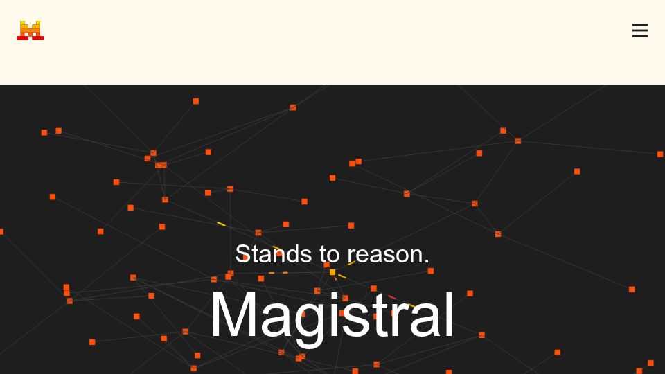 Screenshot of mistral.ai: Magistral — the first reasoning model by Mistral AI
