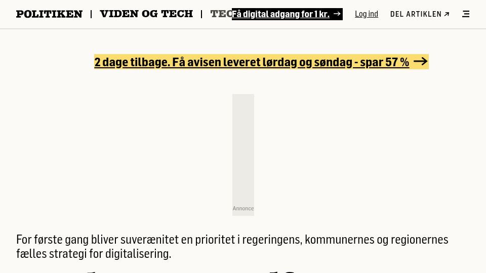 Screenshot of politiken.dk: The Danish Ministry of Digitalization Is Switching to Linux and LibreOffice