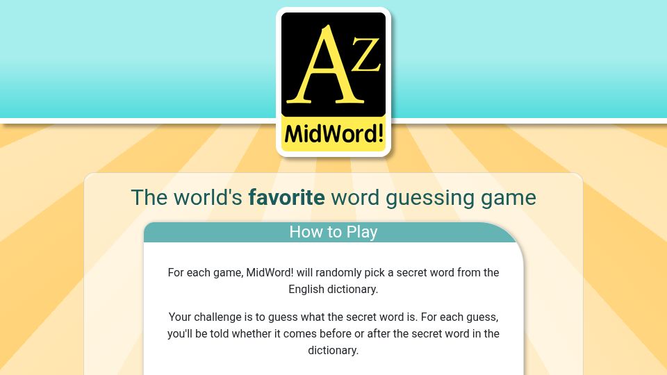 Screenshot of midword.com: Show HN: MidWord – A Word-Guessing Game