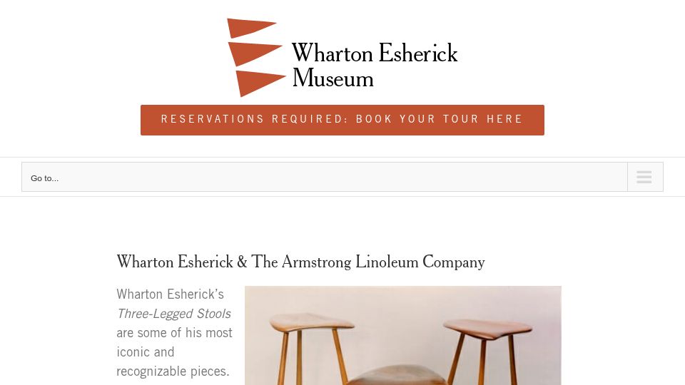 Screenshot of whartonesherickmuseum.org: Wharton Esherick and the Armstrong Linoleum Company