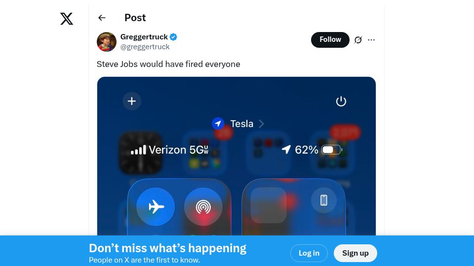 Screenshot of twitter.com: Steve Jobs would have fired everyone