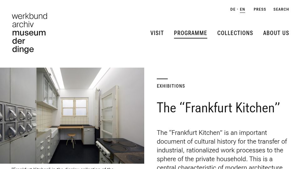 Screenshot of museumderdinge.org: The “Frankfurt Kitchen”