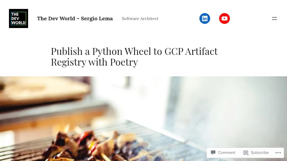 Screenshot of sergiolema.dev: Publish a Python Wheel to GCP Artifact Registry with Poetry