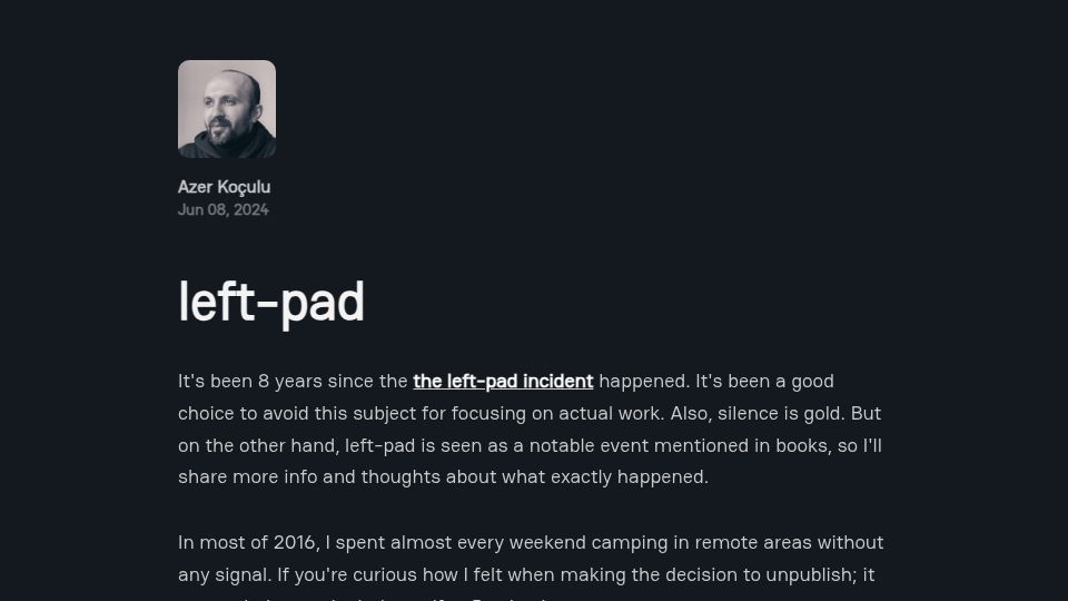 Screenshot of azerkoculu.com: Left-Pad (2024)