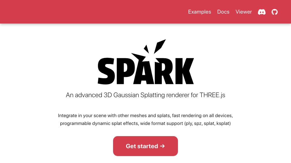 Screenshot of sparkjs.dev: Show HN: Spark, An advanced 3D Gaussian Splatting renderer for Three.js