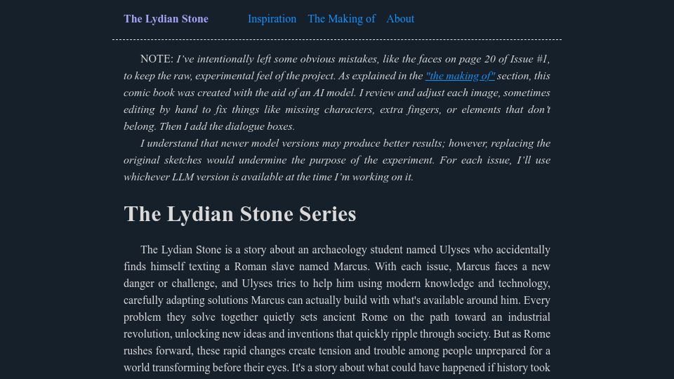 Screenshot of thelydianstone.com: Show HN: The Roman Industrial Revolution that could have been
