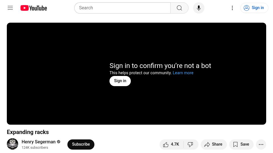Screenshot of youtube.com: Expanding Racks [video]
