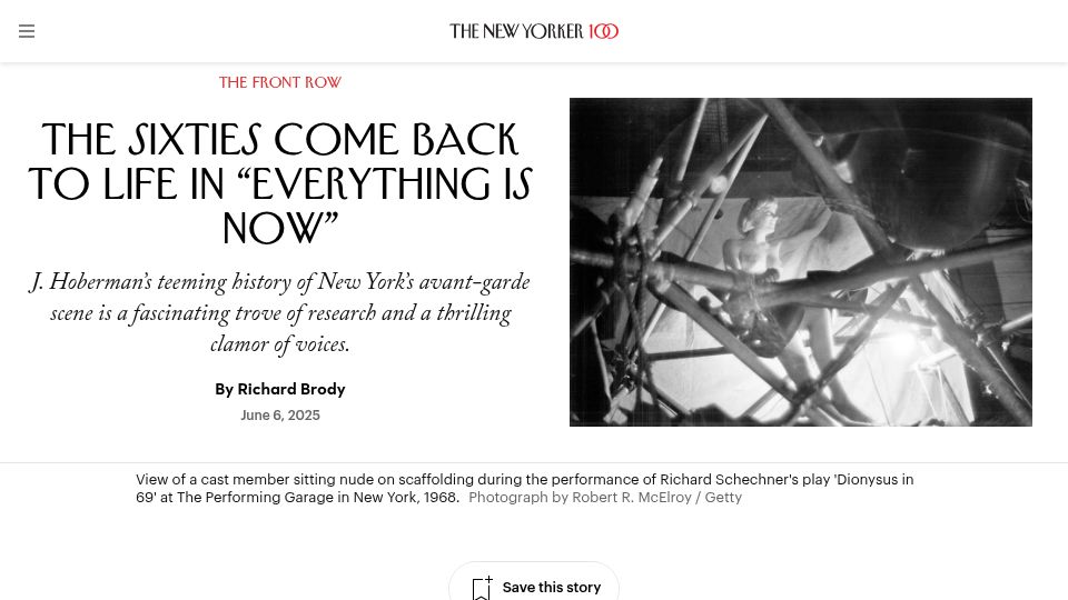 Screenshot of newyorker.com: The Sixties Come Back to Life in "Everything Is Now"
