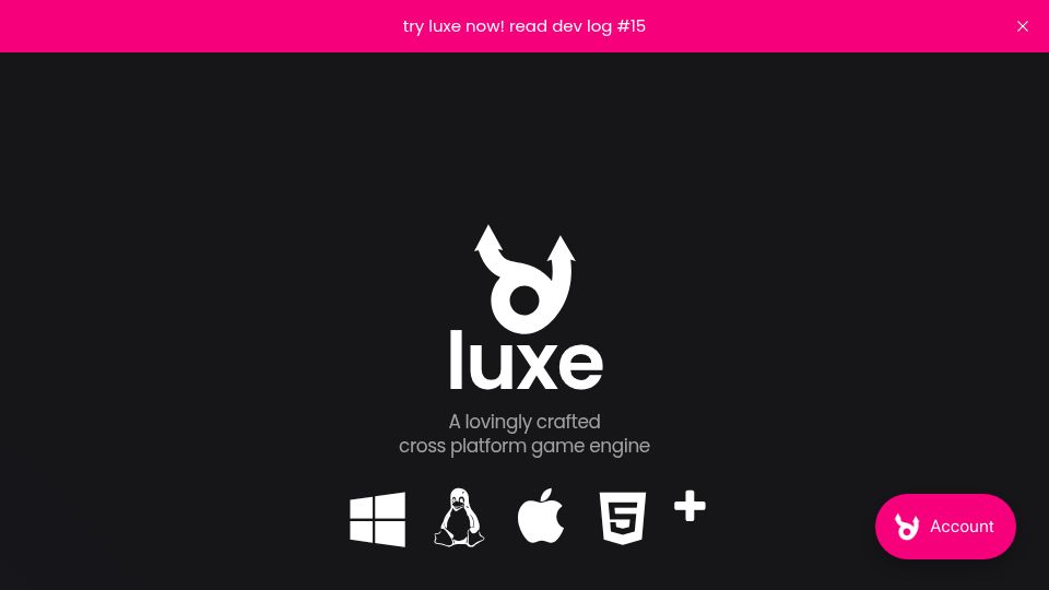Screenshot of luxeengine.com: Luxe Game Engine