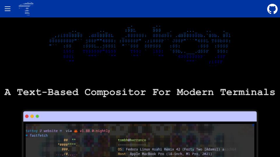 Screenshot of tattoy.sh: Show HN: Tattoy – a text-based terminal compositor