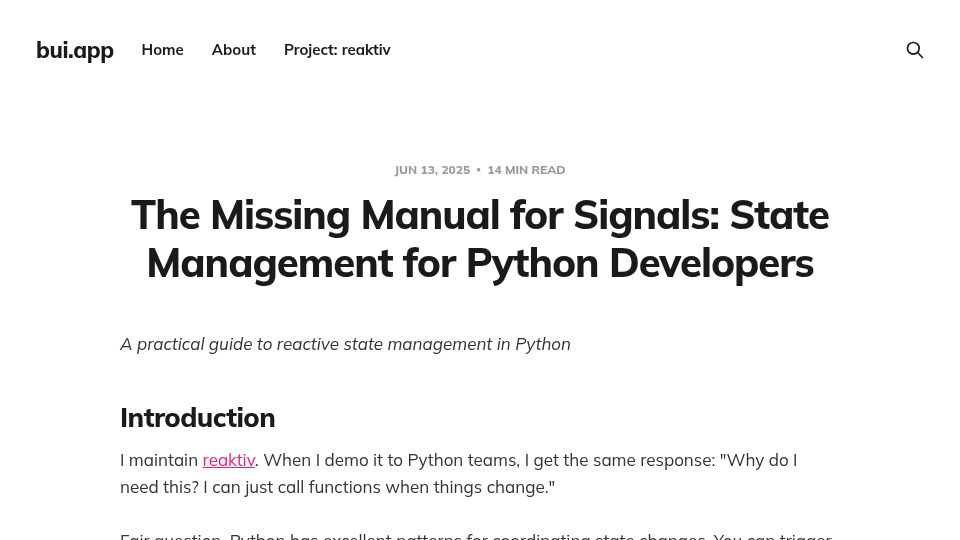 Screenshot of bui.app: The Missing Manual for Signals: State Management for Python Developers
