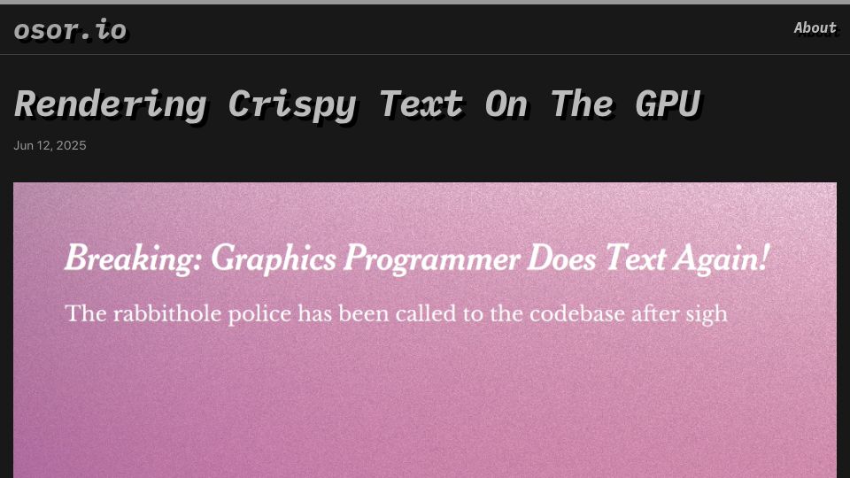 Screenshot of osor.io: Rendering Crispy Text on the GPU