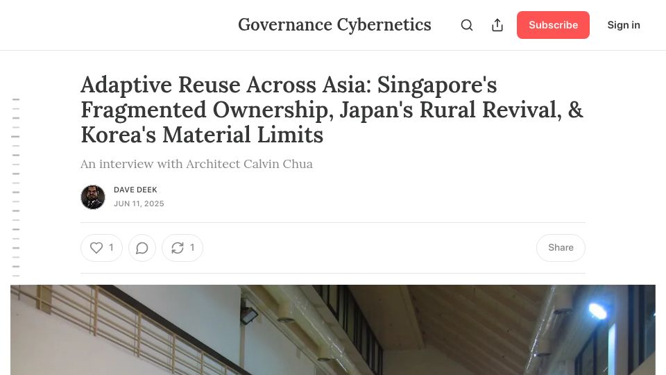 Screenshot of governance.fyi: Urban Design and Adaptive Reuse in North Korea, Japan, and Singapore