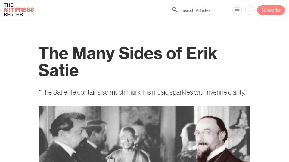 Screenshot of thereader.mitpress.mit.edu: The Many Sides of Erik Satie