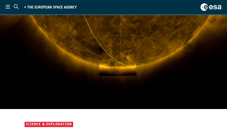 Screenshot of esa.int: Solar Orbiter gets world-first views of the Sun's poles