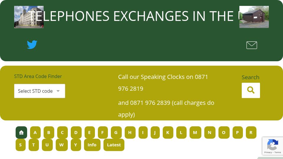 Screenshot of telephone-exchanges.org.uk: Telephone Exchanges in the UK