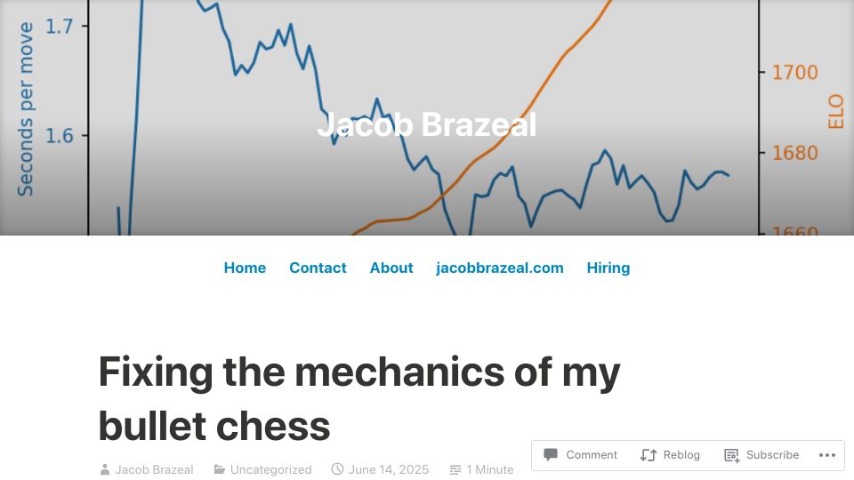 Screenshot of jacobbrazeal.wordpress.com: Fixing the mechanics of my bullet chess