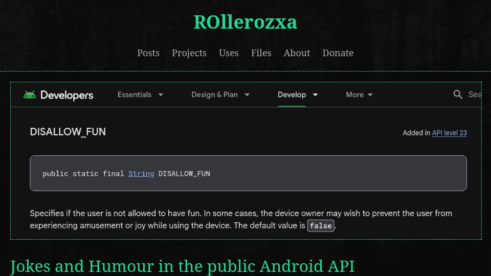 Screenshot of voxelmanip.se: Jokes and Humour in the Public Android API