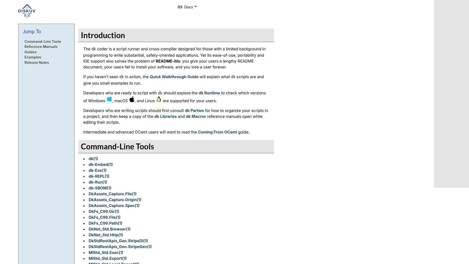 Screenshot of diskuv.com: Show HN: dk – A script runner and cross-compiler, written in OCaml