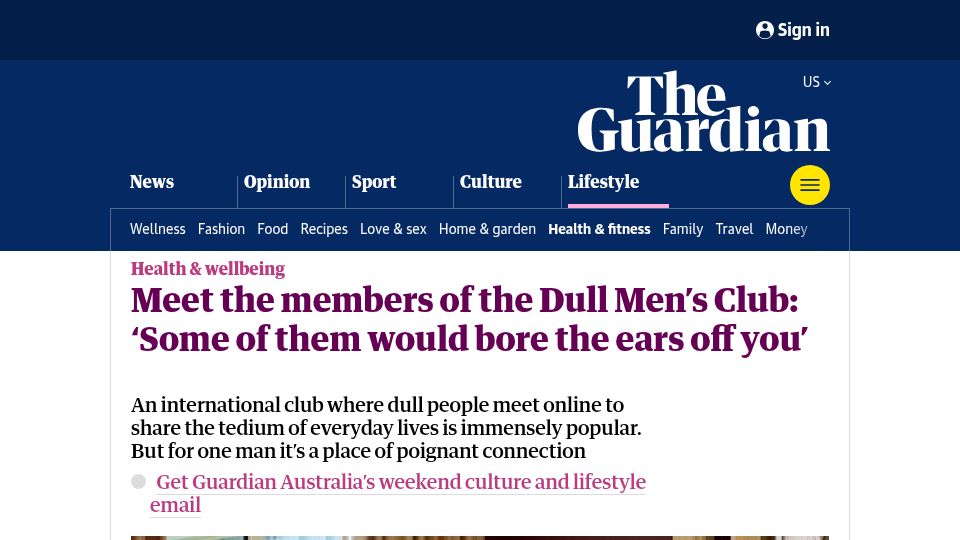 Screenshot of theguardian.com: Dull Men’s Club