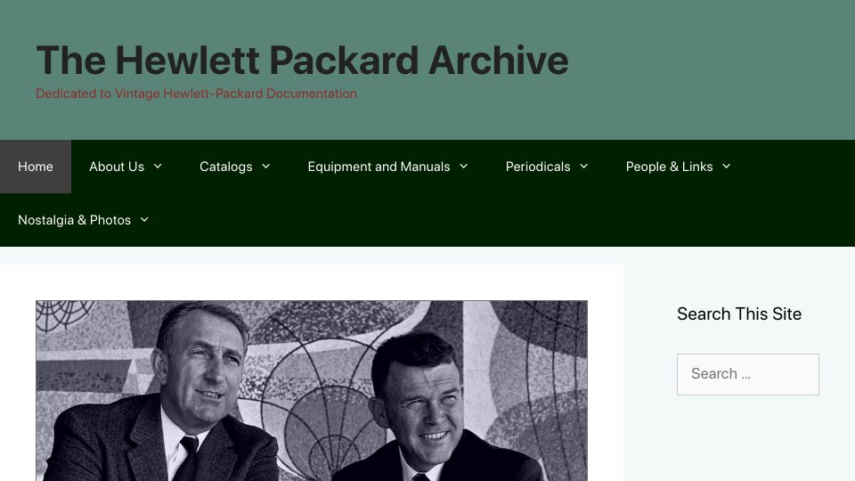 Screenshot of hparchive.com: The Hewlett-Packard Archive