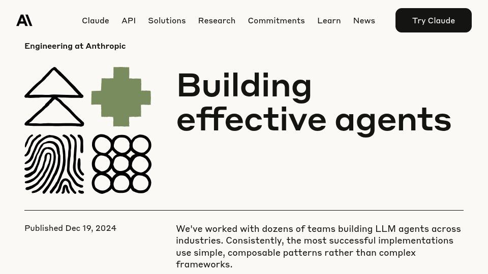 Screenshot of anthropic.com: Building Effective AI Agents