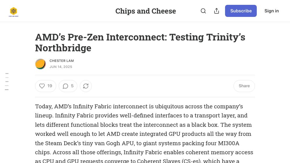 Screenshot of chipsandcheese.com: AMD's Pre-Zen Interconnect: Testing Trinity's Northbridge