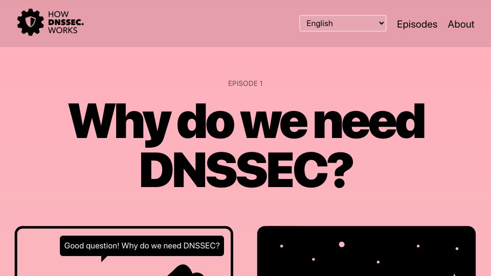 Screenshot of howdnssec.works: Why do we need DNSSEC?