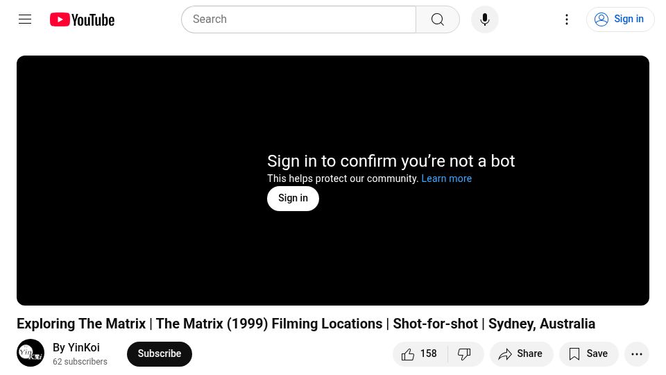 Screenshot of youtube.com: The Matrix (1999) Filming Locations – Shot-for-Shot – Sydney, Australia [video]