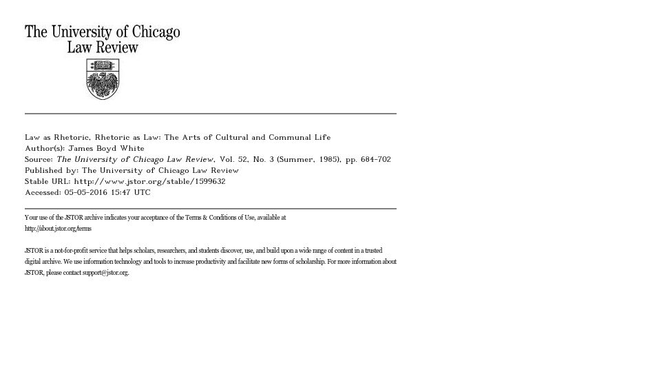 Screenshot of lwionline.org: Law as Rhetoric, Rhetoric as Law: The Arts of Cultural and Communal Life (1985) [pdf]