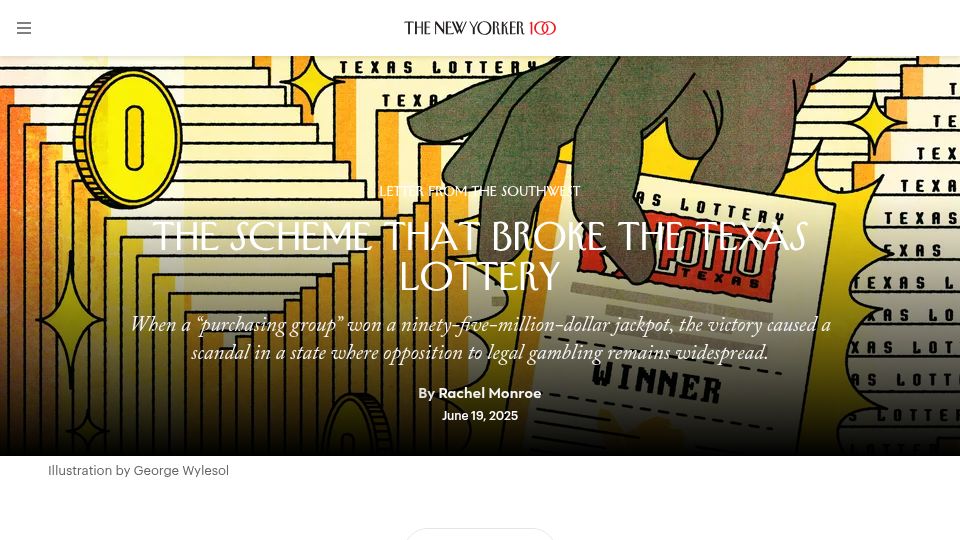 Screenshot of newyorker.com: The Scheme That Broke the Texas Lottery