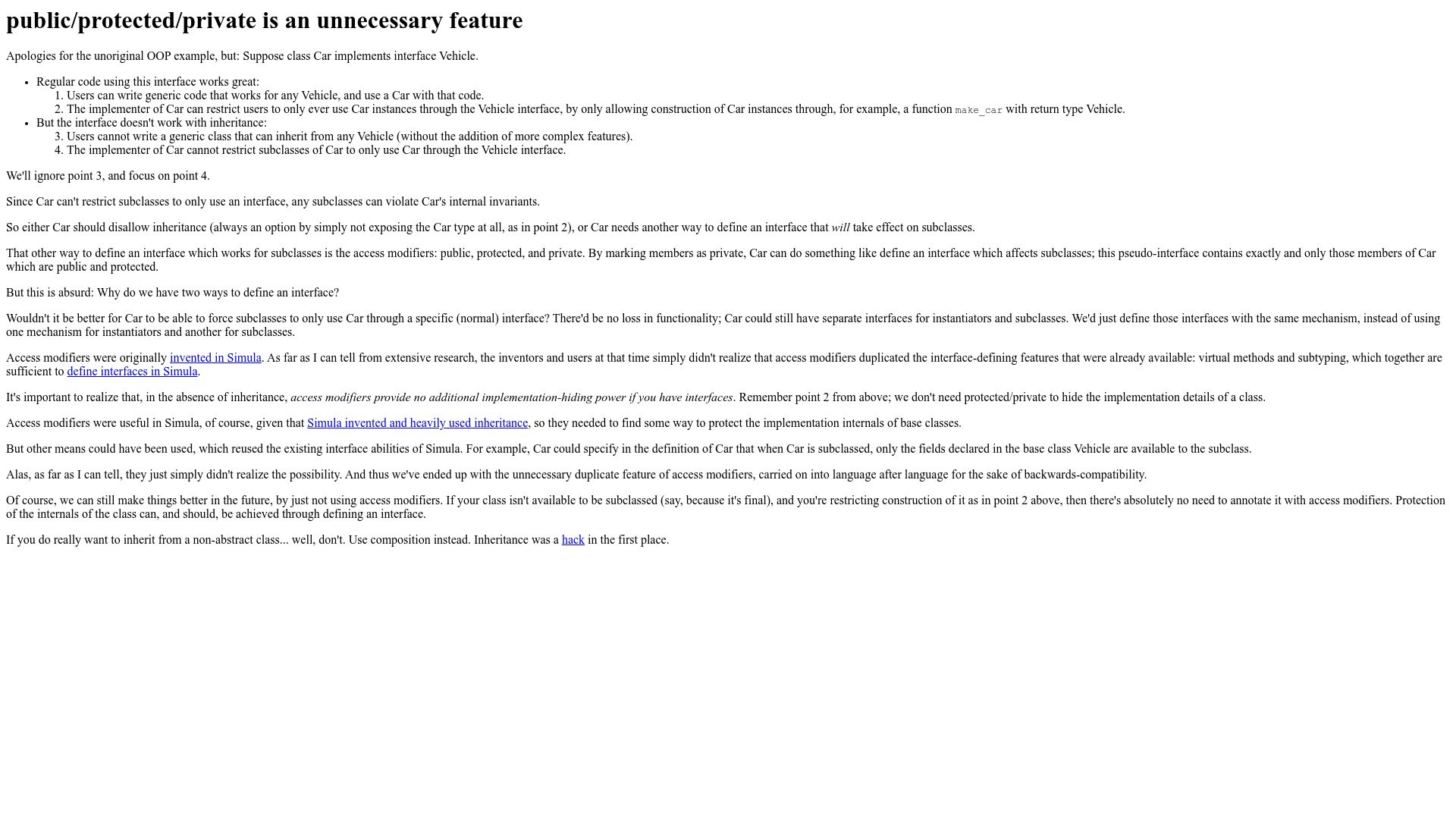 Screenshot of catern.com: Public/protected/private is an unnecessary feature