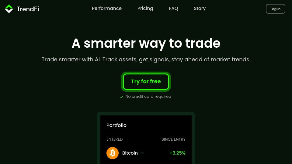 Screenshot of trend.fi: Show HN: TrendFi – I built AI trading signals that self-optimize