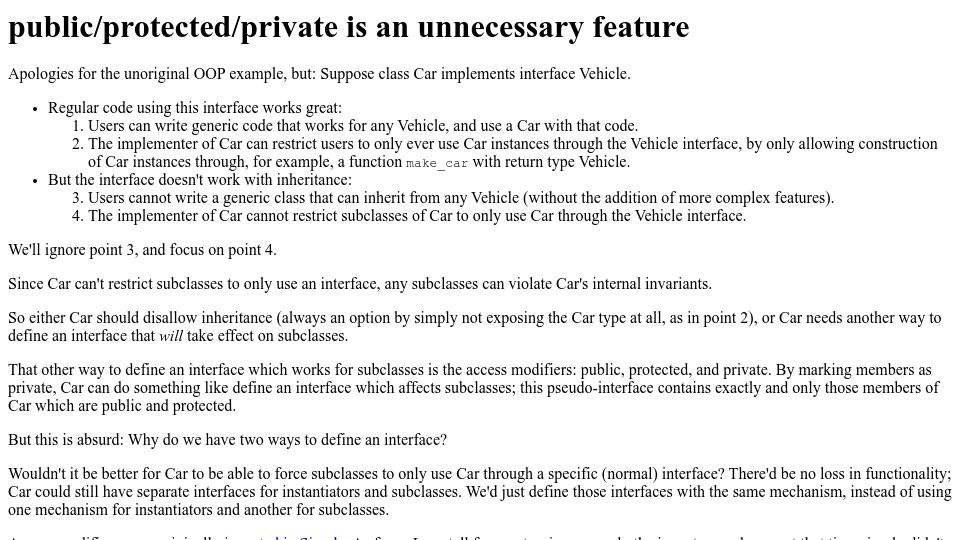 Screenshot of catern.com: Public/protected/private is an unnecessary feature