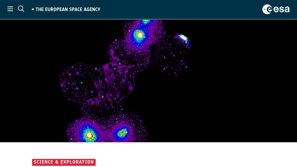 Screenshot of esa.int: "The models were right": astronomers find 'missing' matter