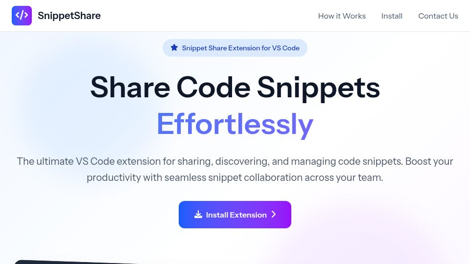 Screenshot of snippetshare.dev: Show HN: VS Code extension to share code snippets instantly