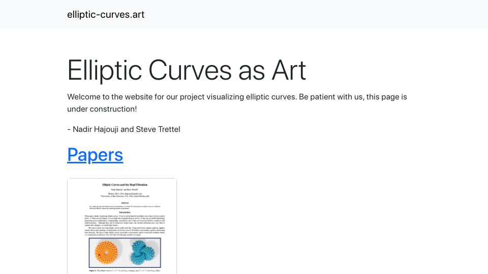 Screenshot of elliptic-curves.art: Elliptic Curves as Art