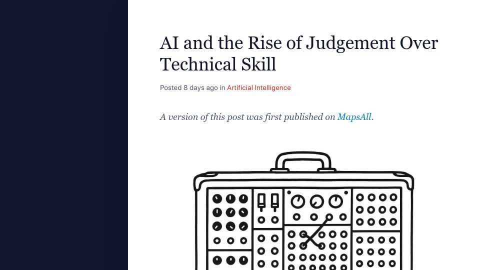 Screenshot of notsocommonthoughts.com: The rise of judgement over technical skill