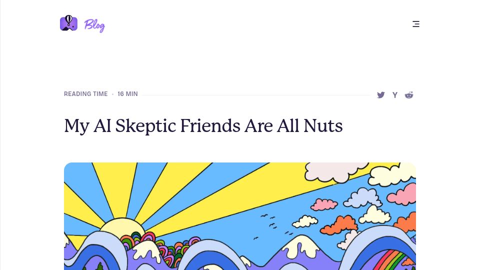 Screenshot of fly.io: My AI skeptic friends are all nuts