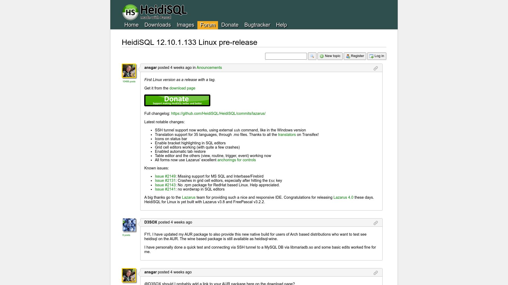 Screenshot of heidisql.com: HeidiSQL Available Also for Linux