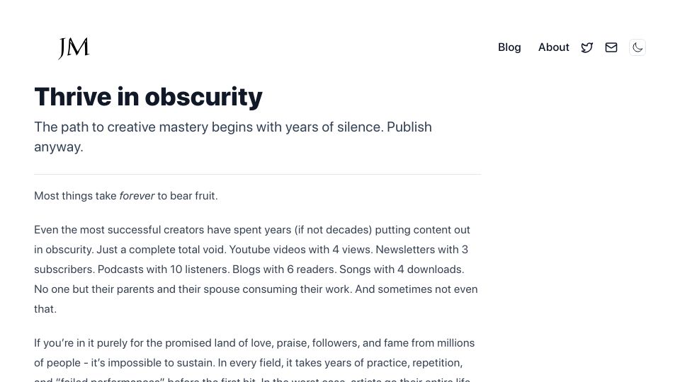 Screenshot of jeetmehta.com: How to post when no one is reading